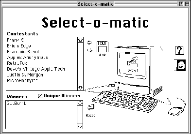 Select-o-matic application screen